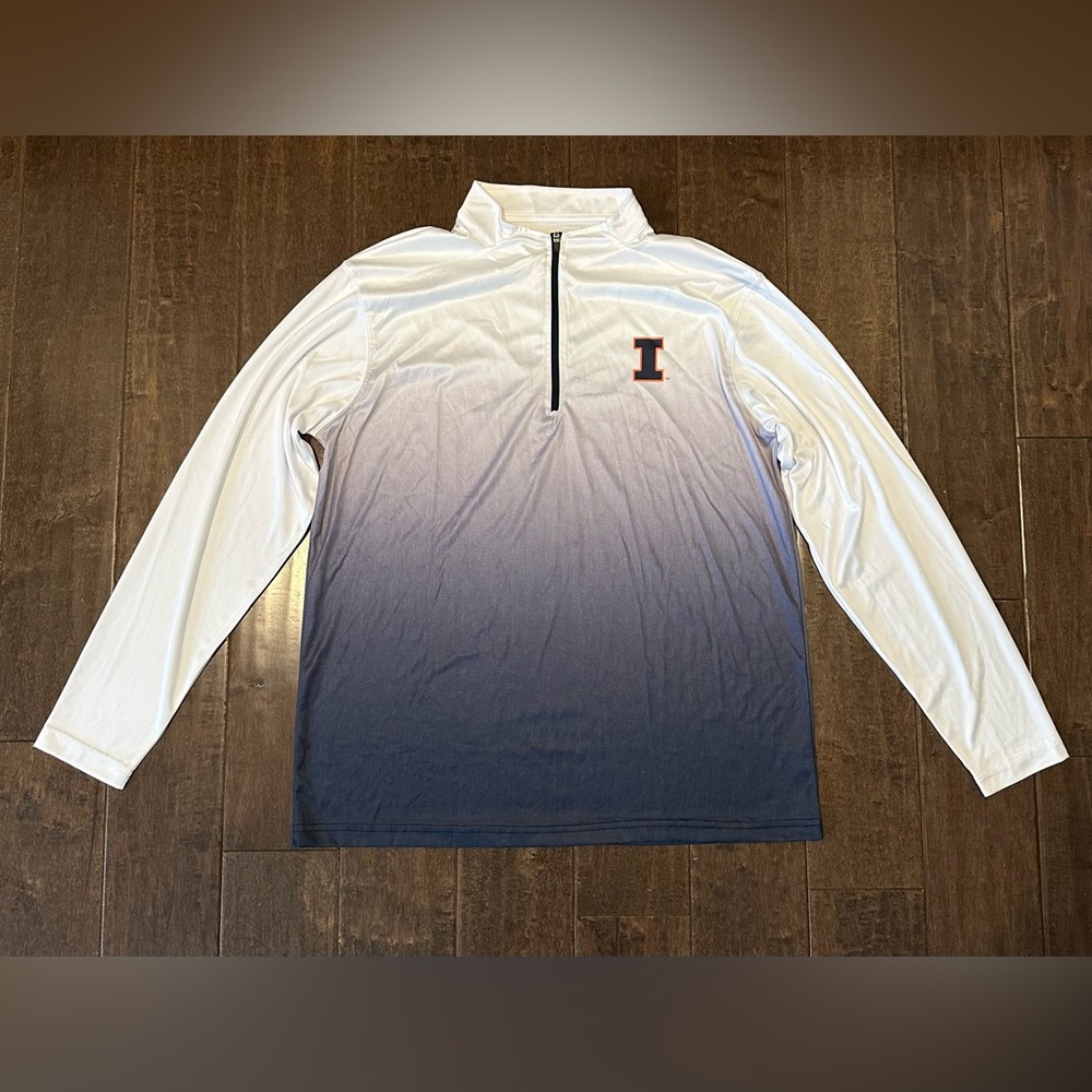 University of Illinois White and Blue Quarter-Zip Pullover w/ Block I